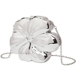 3234 Flower Shape Acrylic Clutch Sparkly Metallic Handbag Shiny Mini